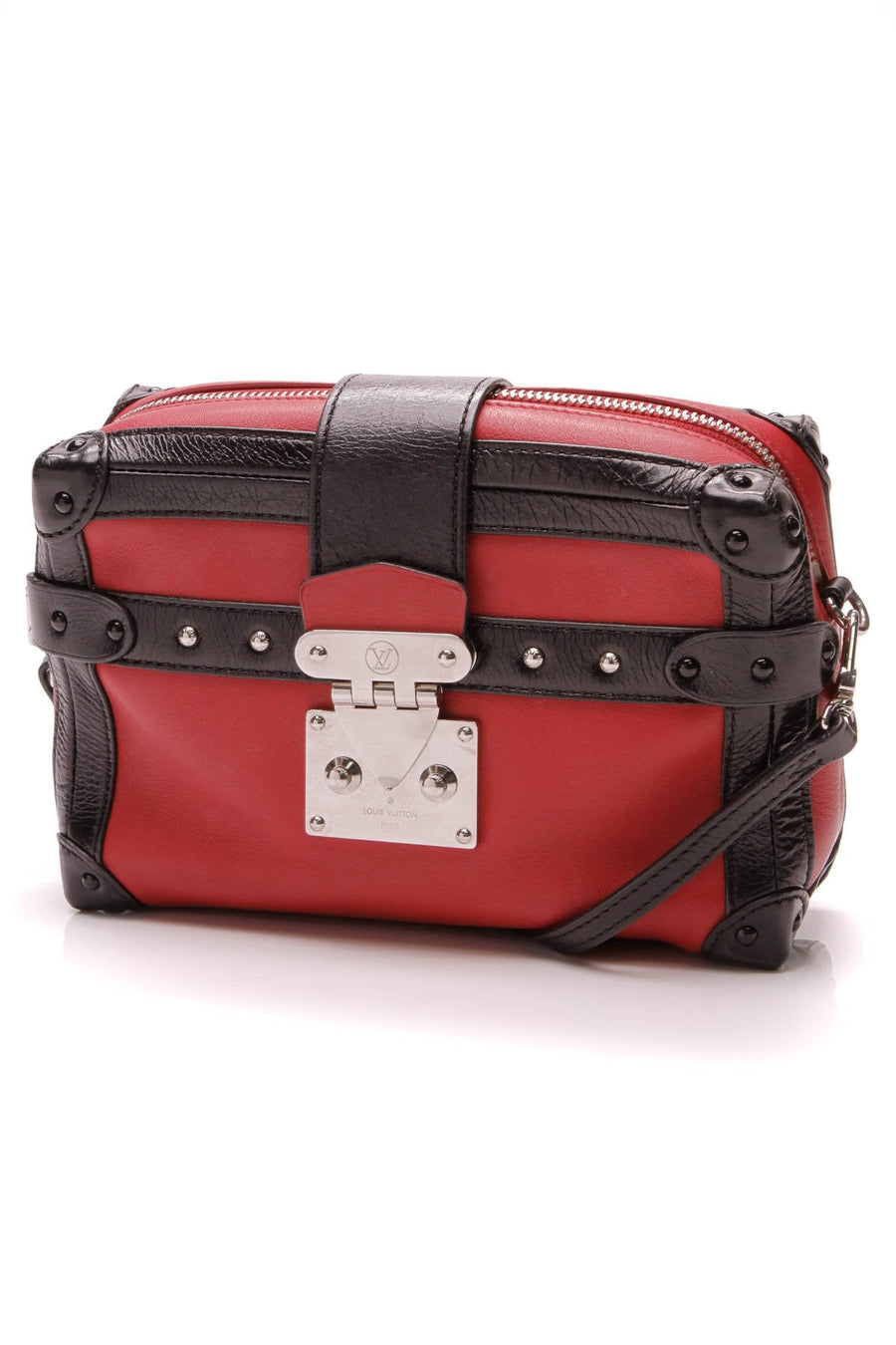 Petite Malle Soft MM Bag - Red/Black Leather
