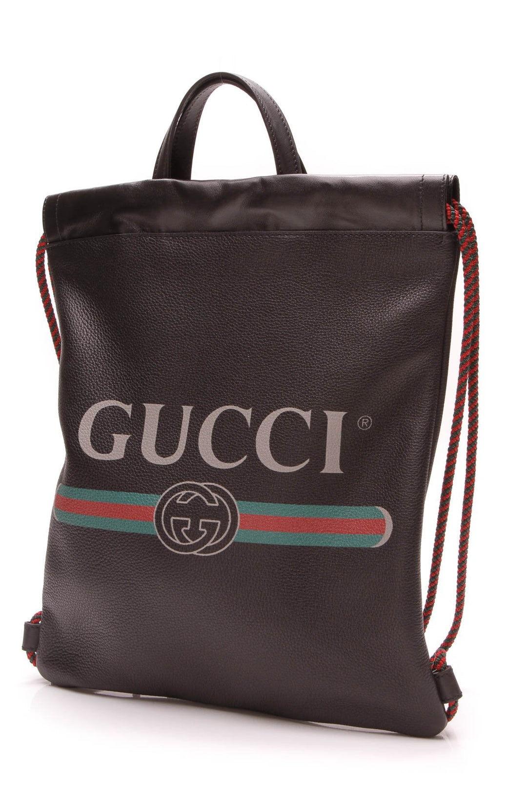Print Drawstring Small Backpack Bag - Black