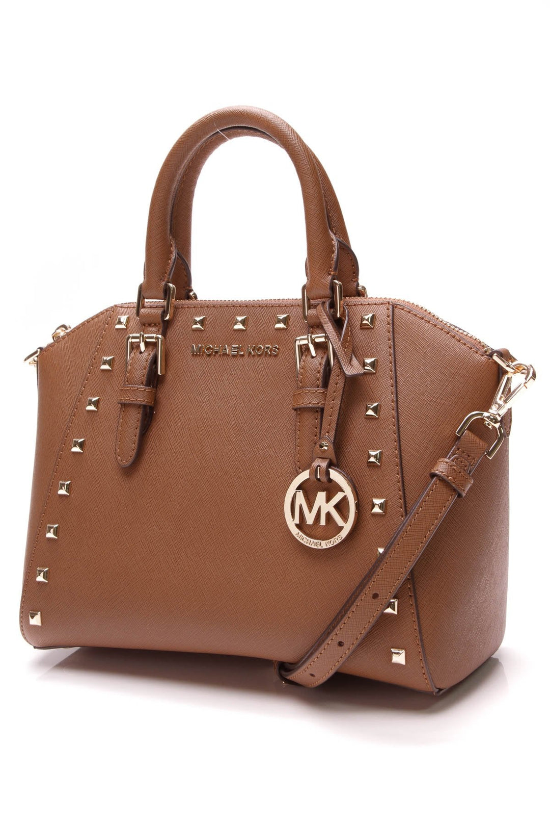 Studded Ciara Bag - Tan Saffiano Leather