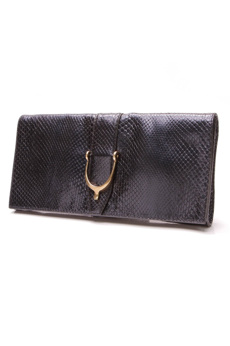 Soft Stirrup Clutch Bag - Metallic Python