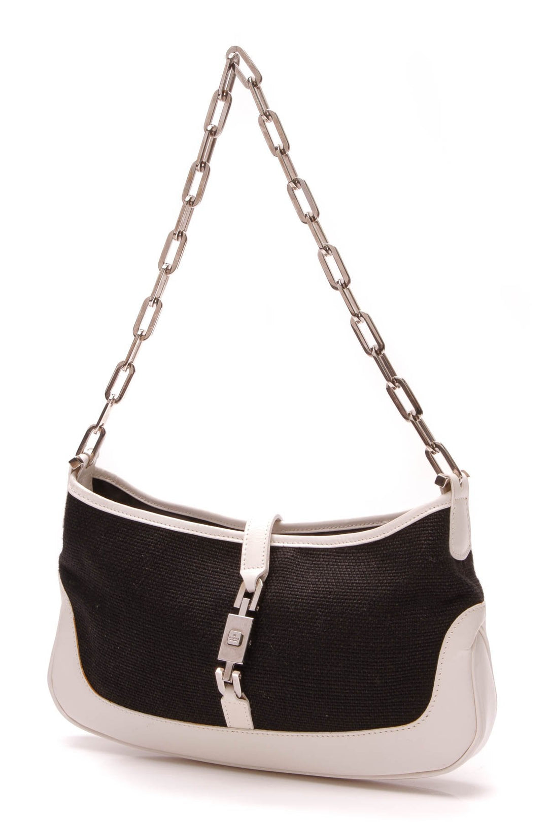 Jackie Chain Shoulder Bag - Black Linen