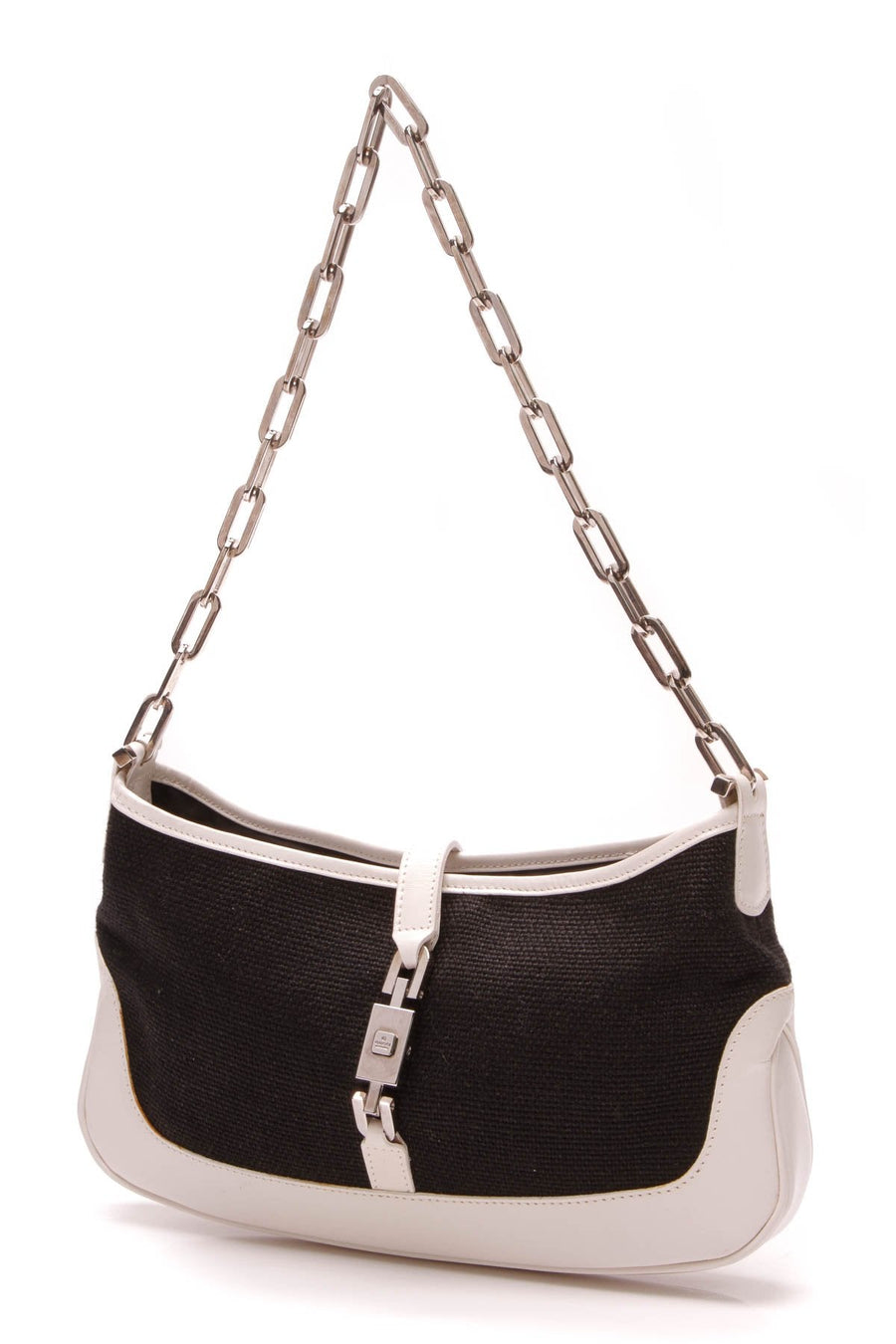 Jackie Chain Shoulder Bag - Black Linen