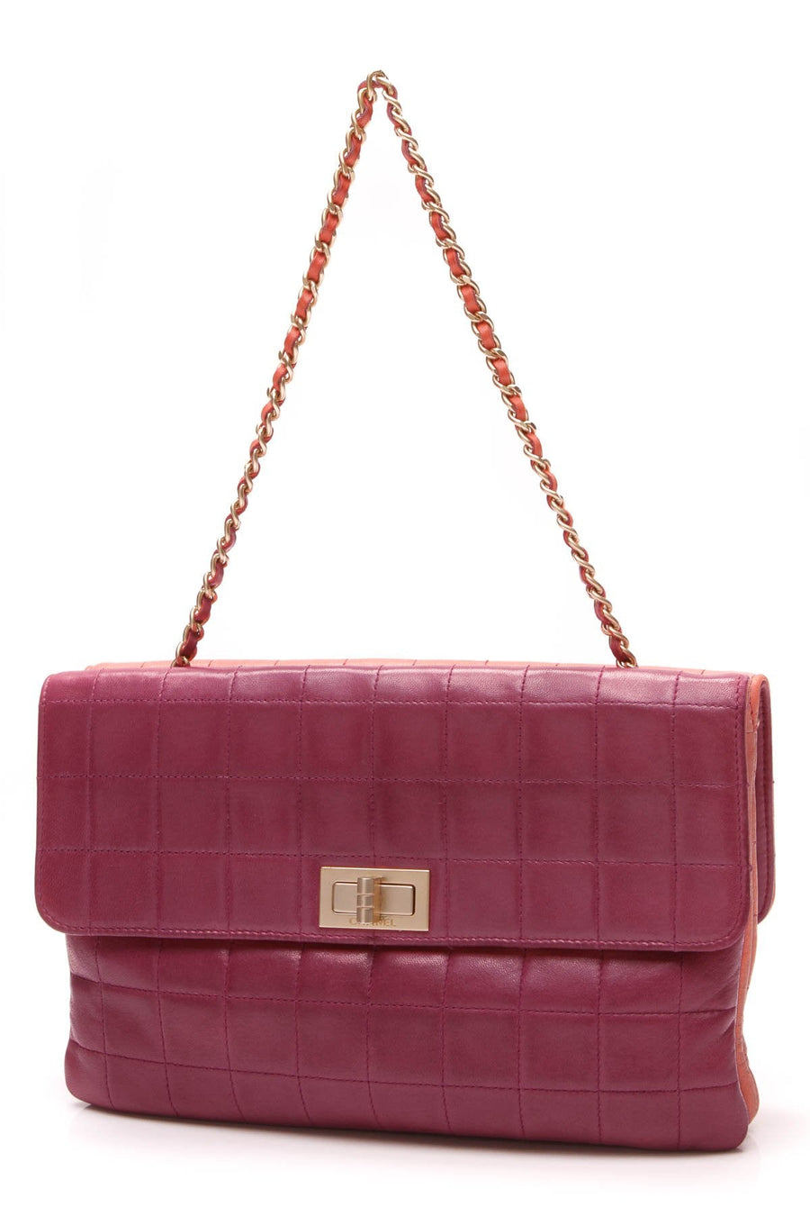 Double Face Flap Bag - Plum & Orange Lambskin