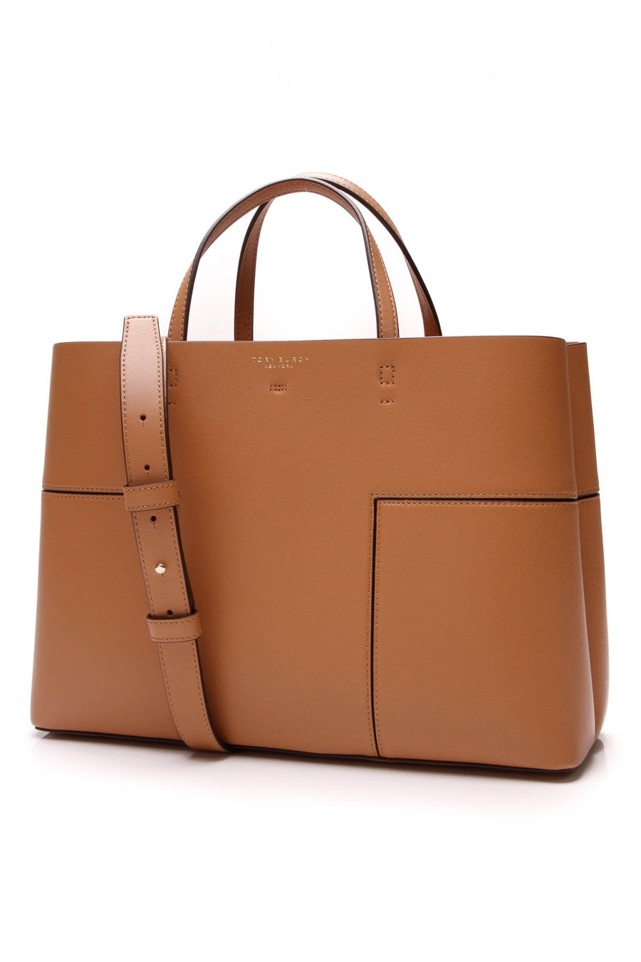Large Block T Tote Bag - Camel Leather
