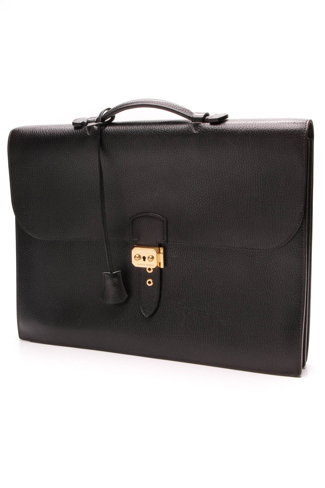 Vintage Sac A Depeches Briefcase - Black Evergrain Leather