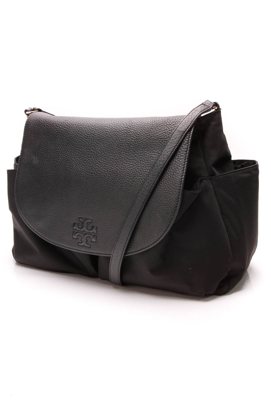 Thea Messenger Baby Bag - Black Nylon