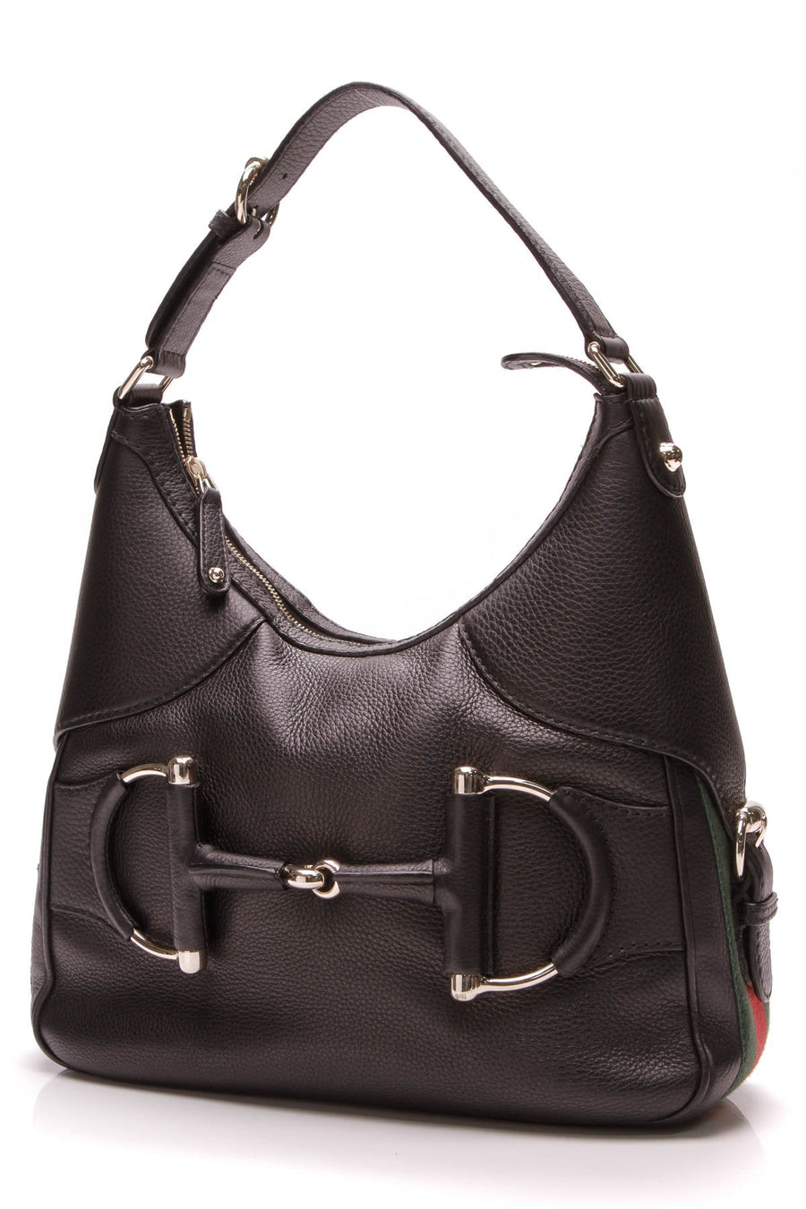 Web Heritage Hobo Bag - Black Leather
