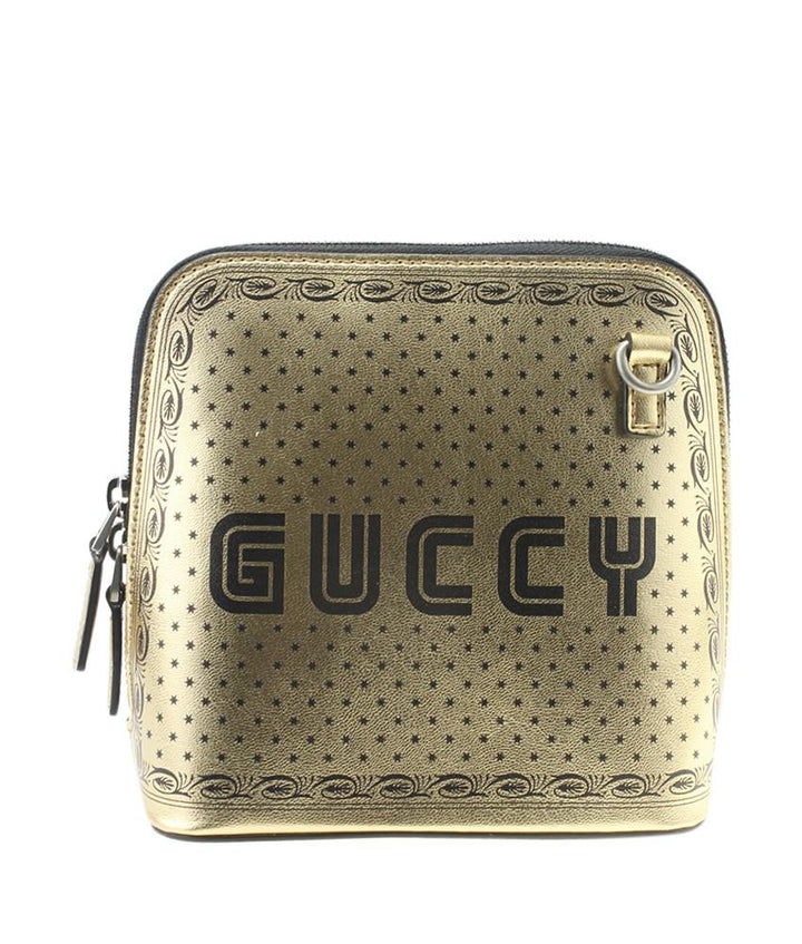 G*G 511189 Sega Logo Moon & Star Gold Leather Crossbody Bag