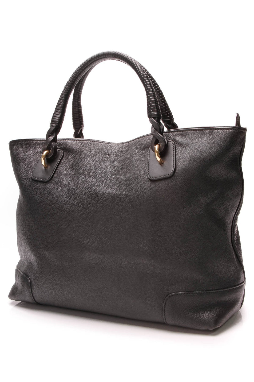 Braided Handle Tote Bag - Black