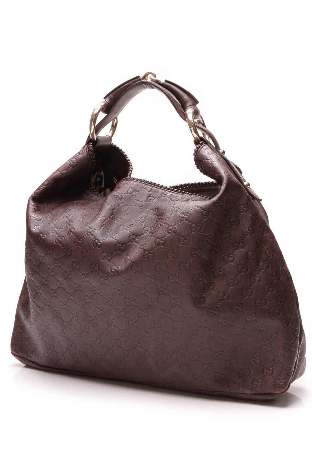Large Horsebit Hobo Bag - Brown Guccissima