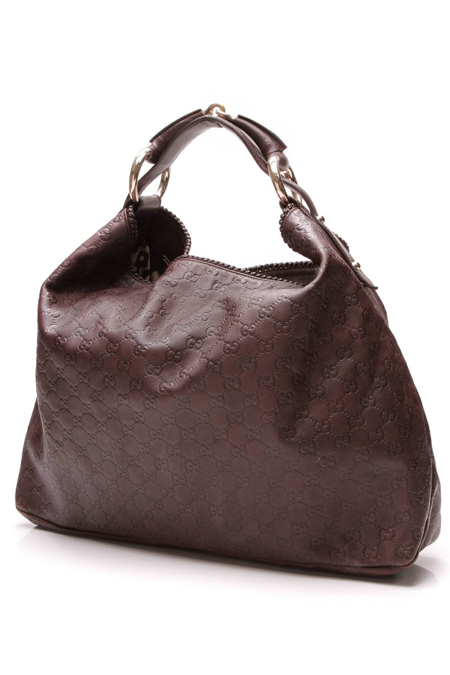 Large Horsebit Hobo Bag - Brown Guccissima