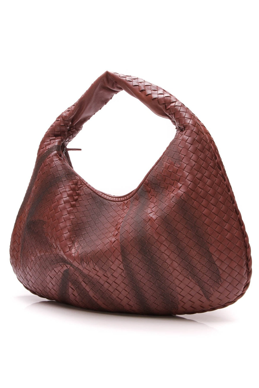 Russet Embroidered Intrecciato Veneta Hobo Bag - Burgundy