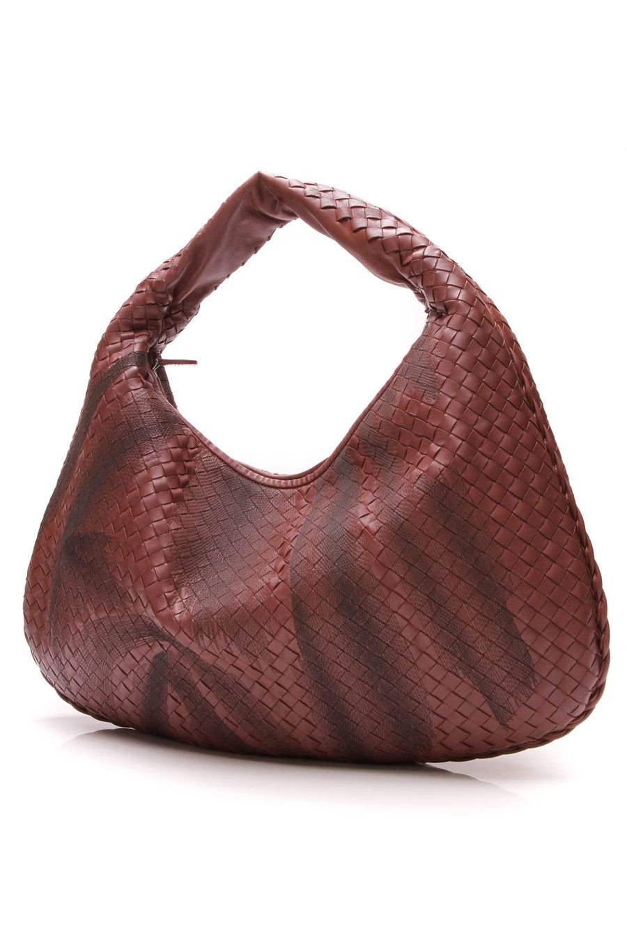 Russet Embroidered Intrecciato Veneta Hobo Bag - Burgundy