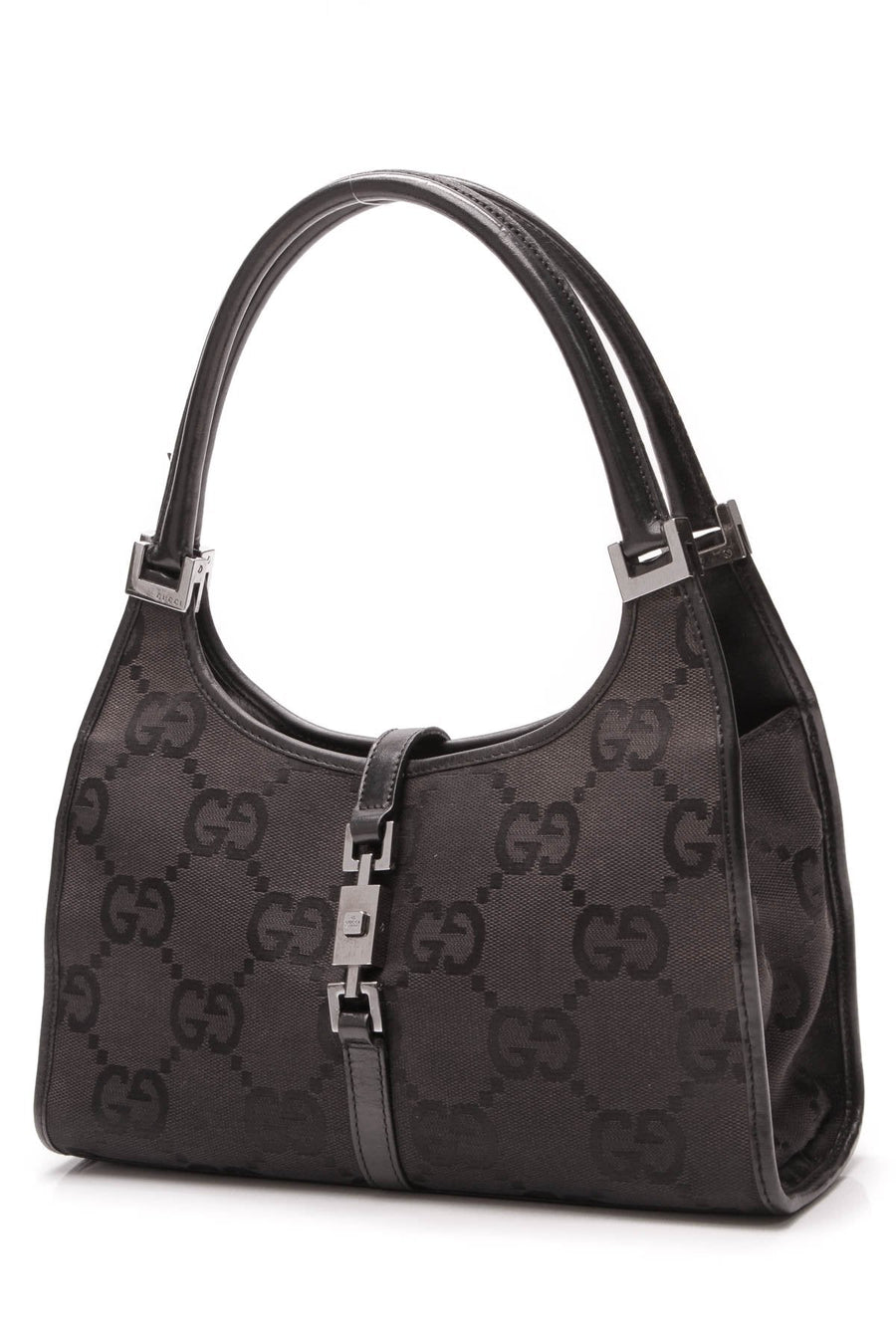 Small Bardot Shoulder Bag - Black Oversized Signature Canvas