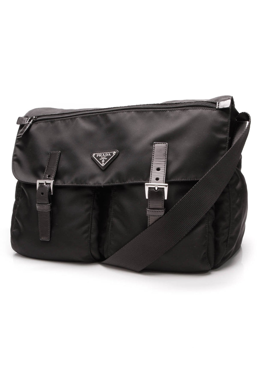Nylon Messenger Bag - Black