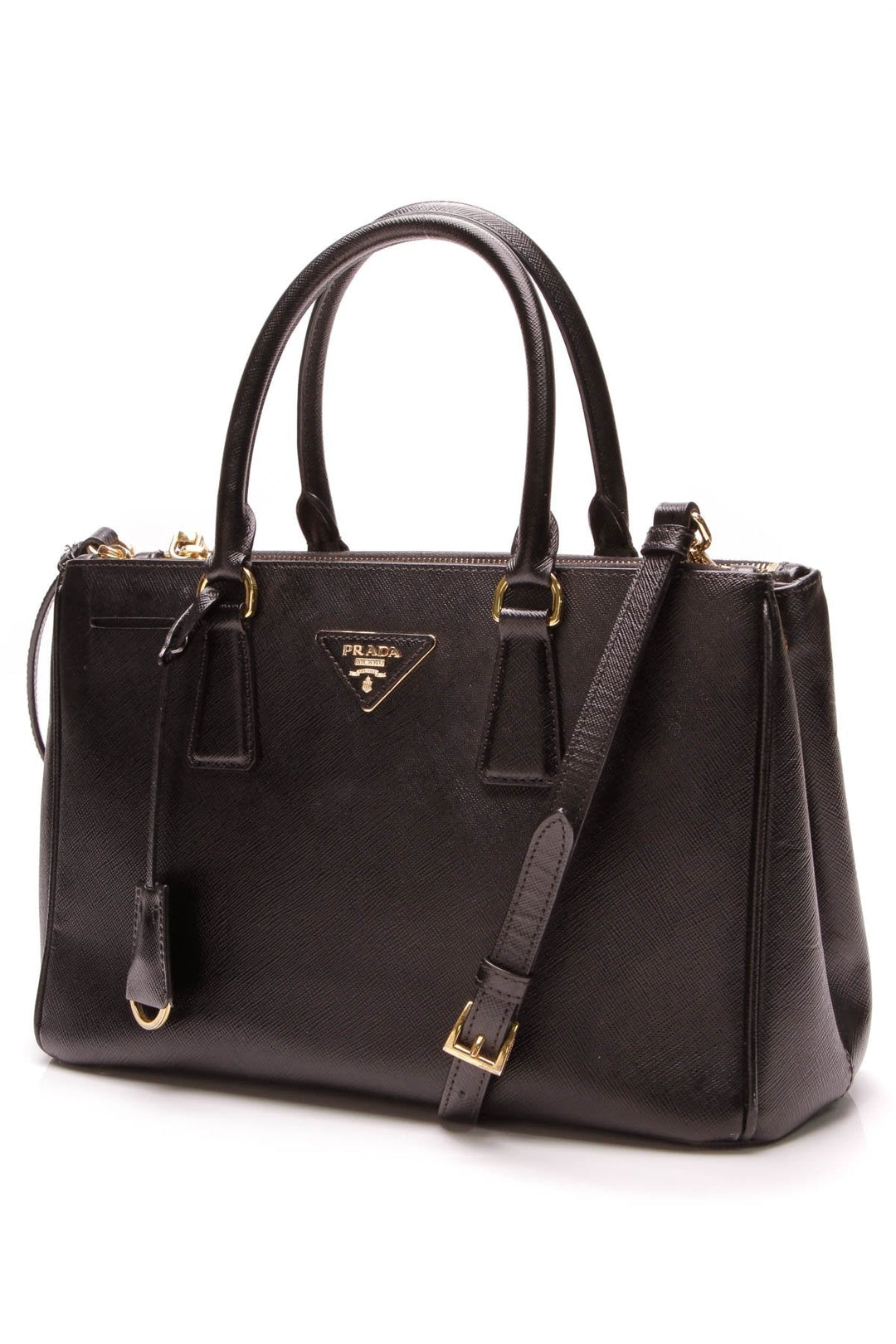 Double Zip Small Tote Bag - Black
