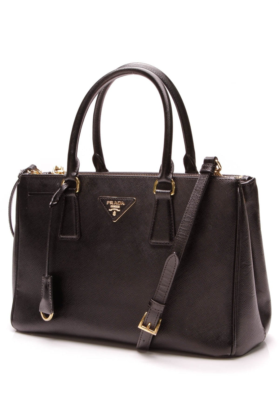 Double Zip Small Tote Bag - Black