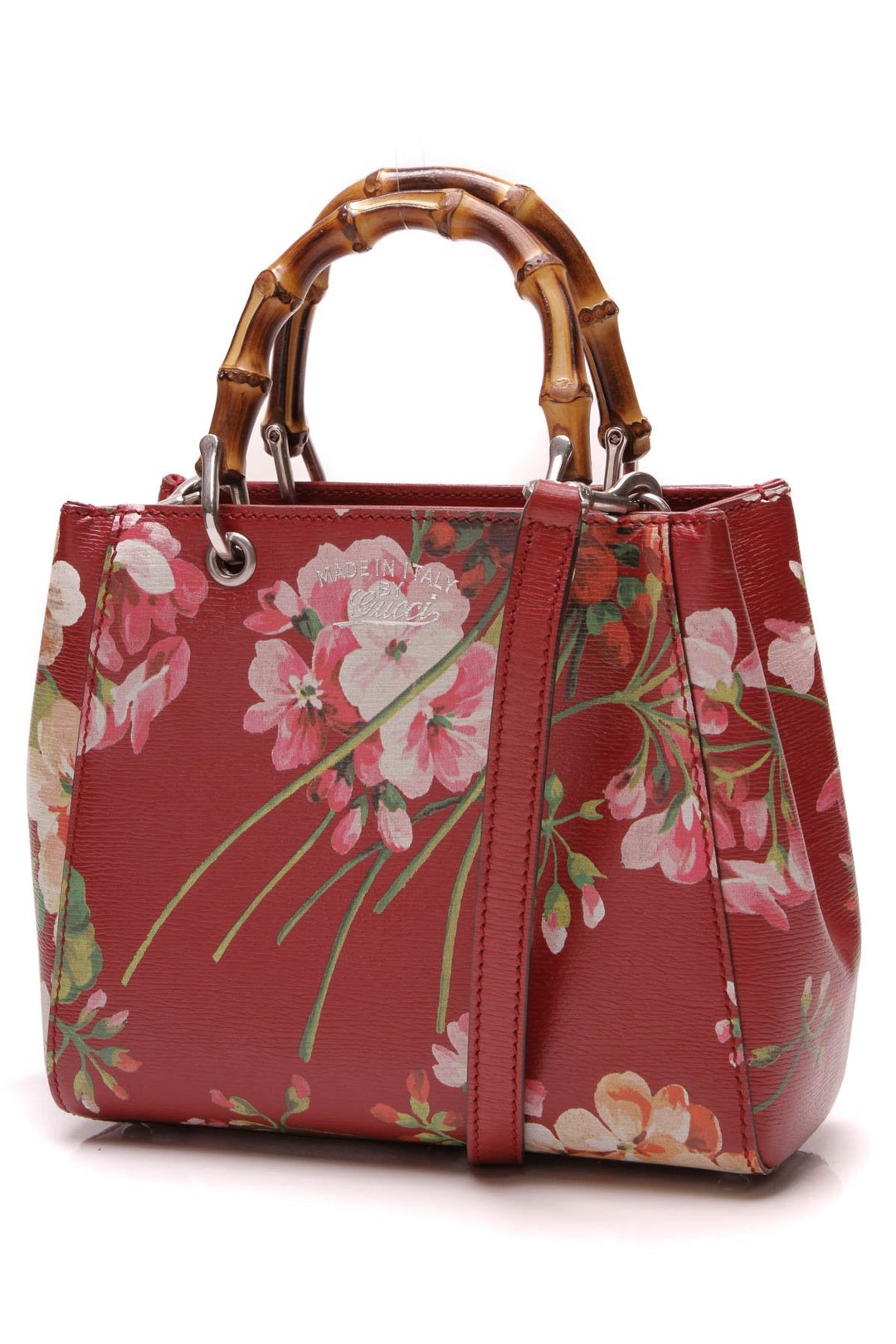 Blooms Mini Bamboo Handle Shopper Bag - Red