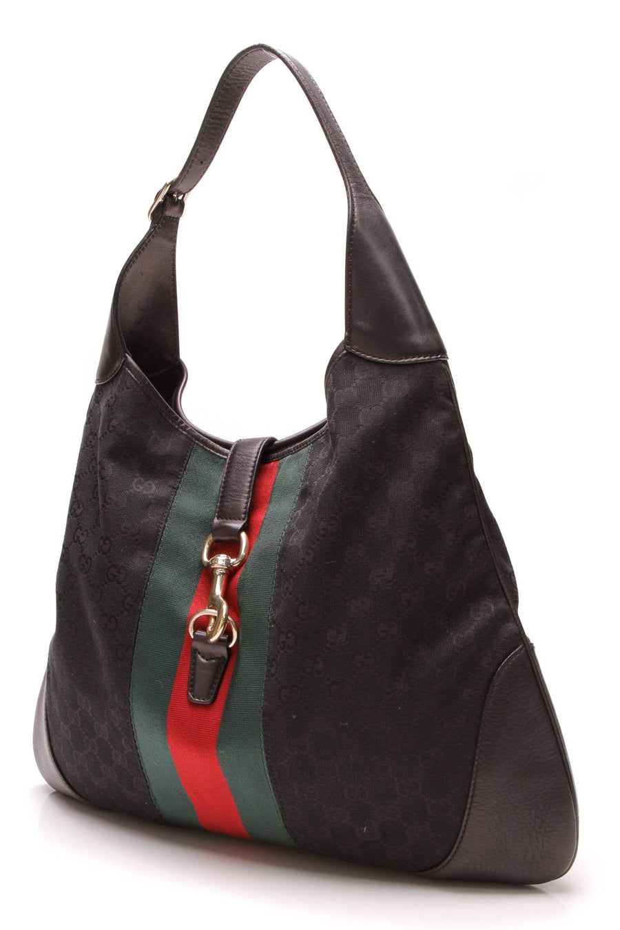 Web Jackie O' Bouvier Large Hobo Bag - Black Signature Canvas