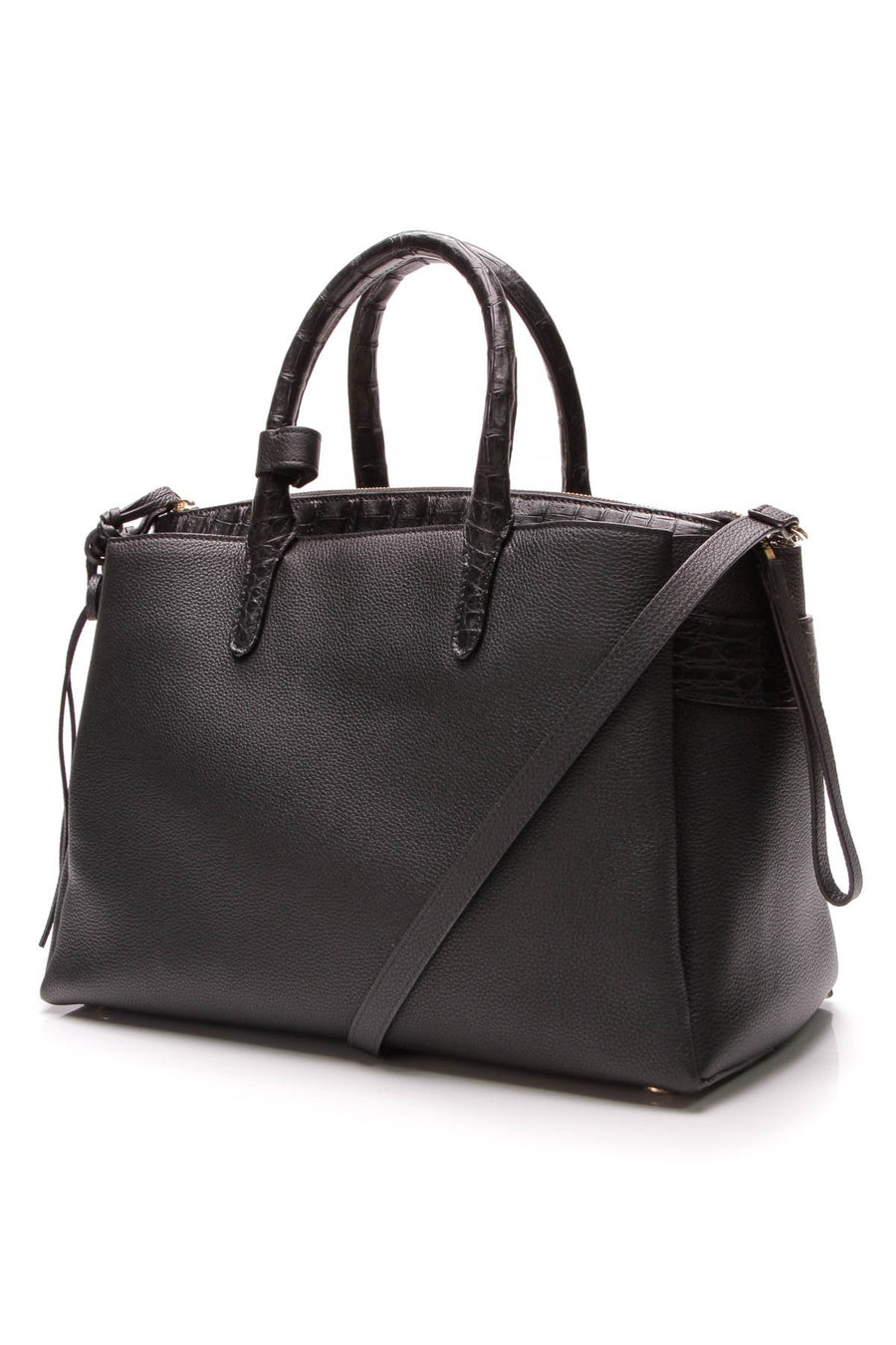 Christy Large Tote Bag - Black Leather & Crocodile
