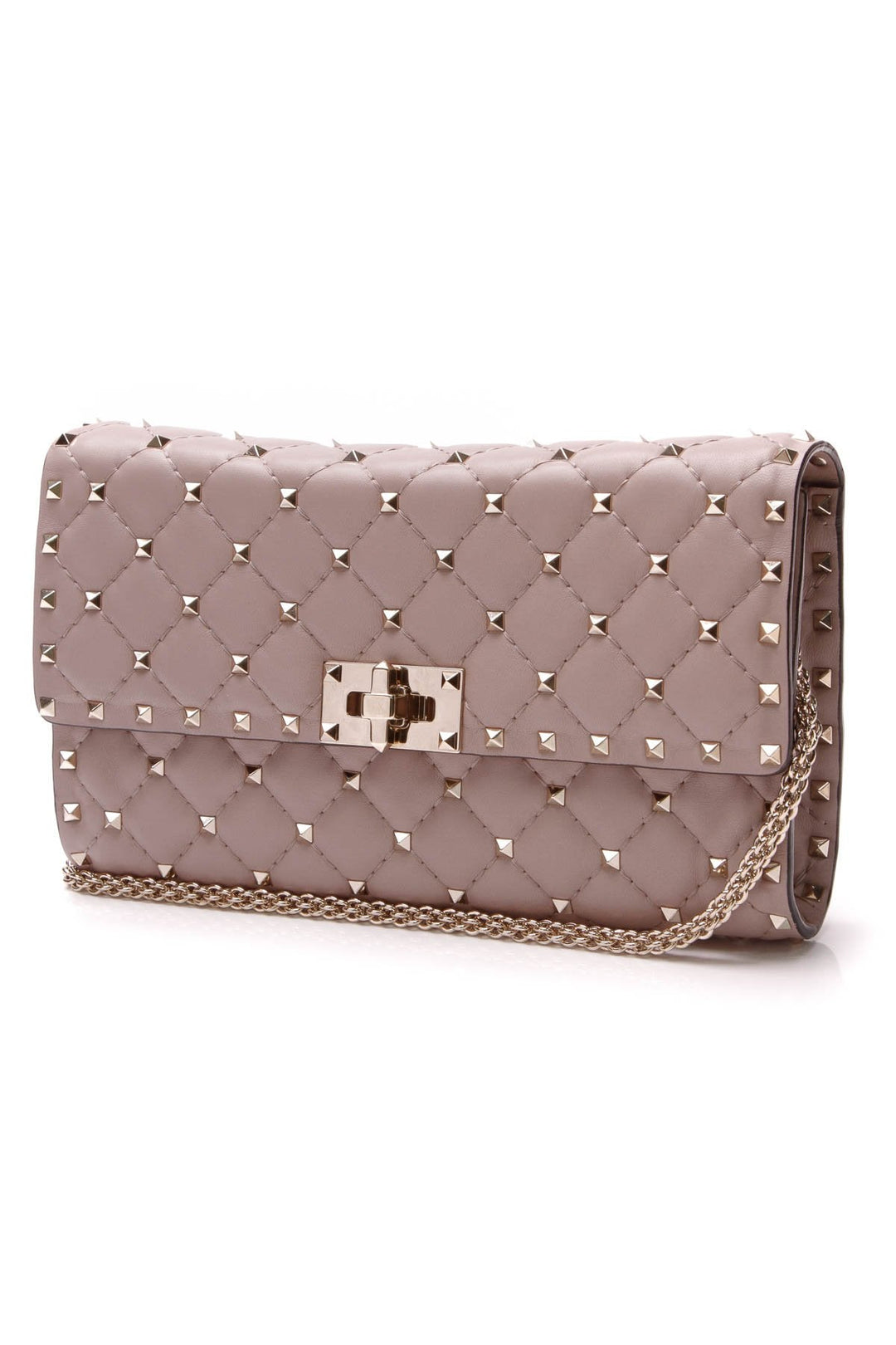 Quilted Rockstud Chain Shoulder Bag - Poudre