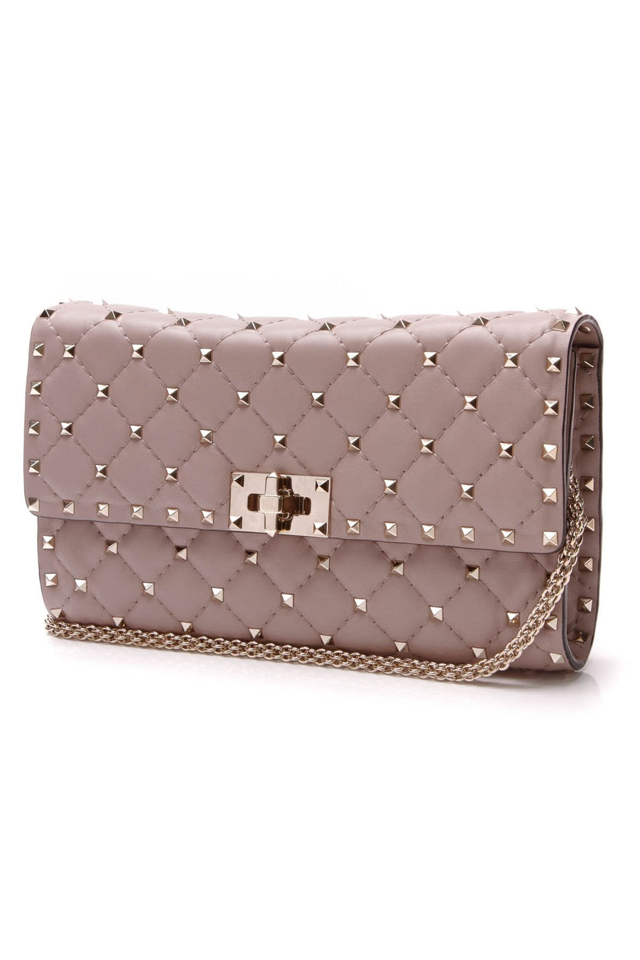 Quilted Rockstud Chain Shoulder Bag - Poudre
