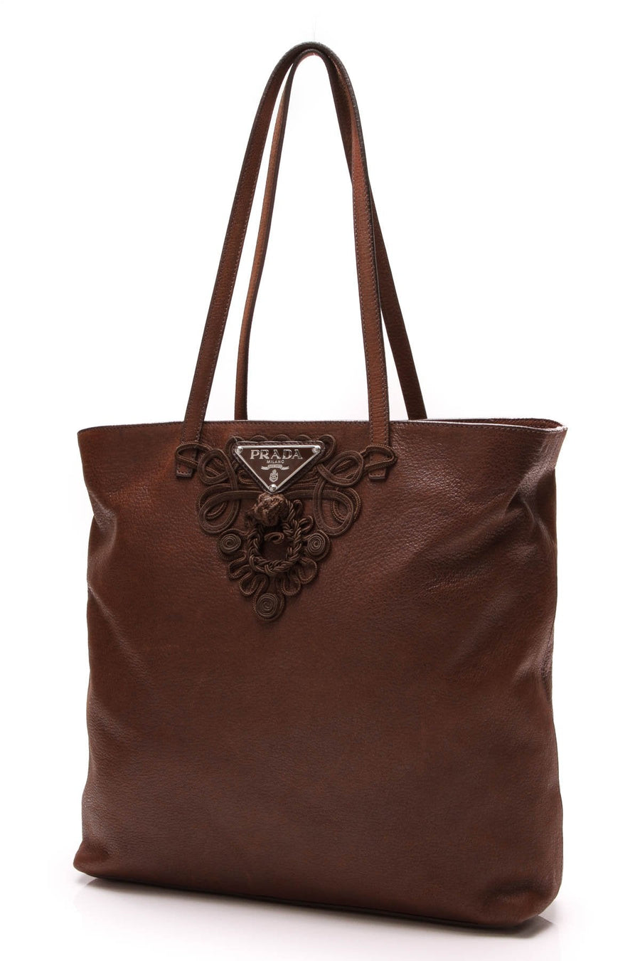 Vintage Embroidered Tote Bag - Brown