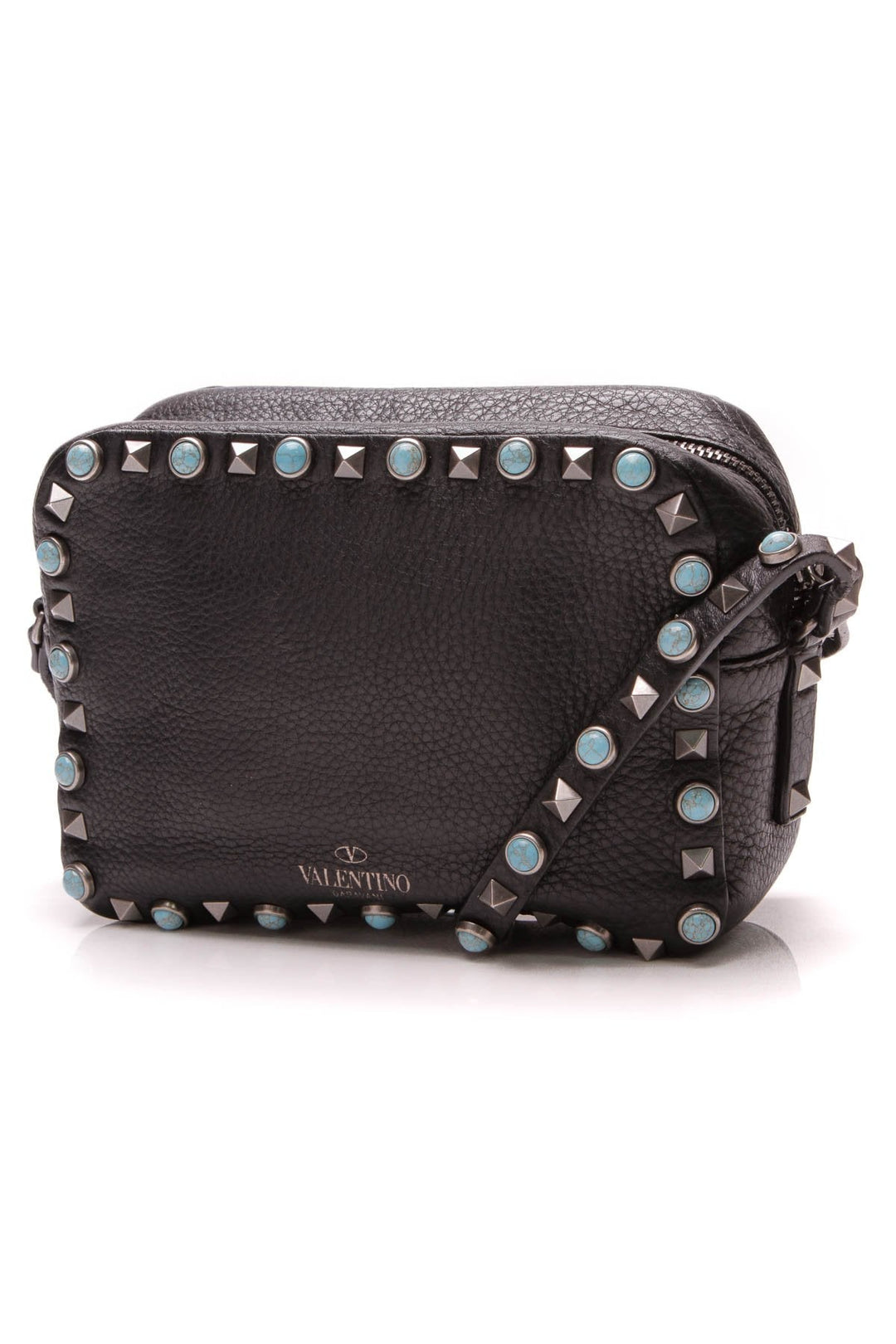 Rockstud Turquoise Studded Crossbody Bag - Black