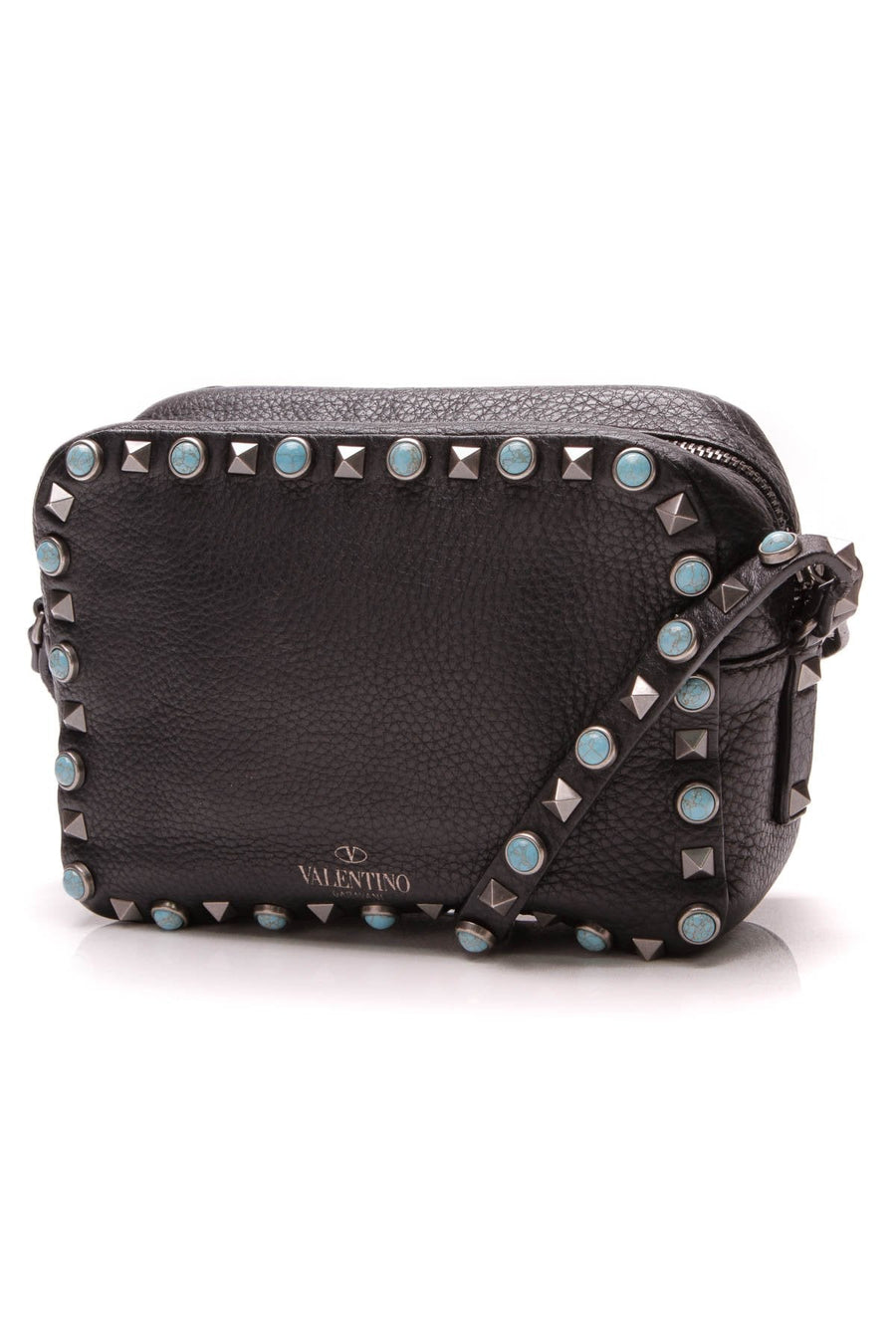 Rockstud Turquoise Studded Crossbody Bag - Black
