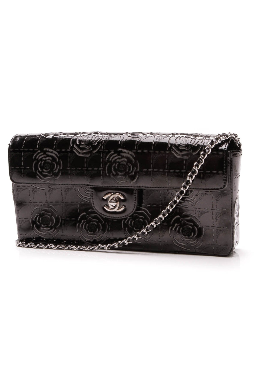 Camellia Laser Cut East/West Flap Bag - Black