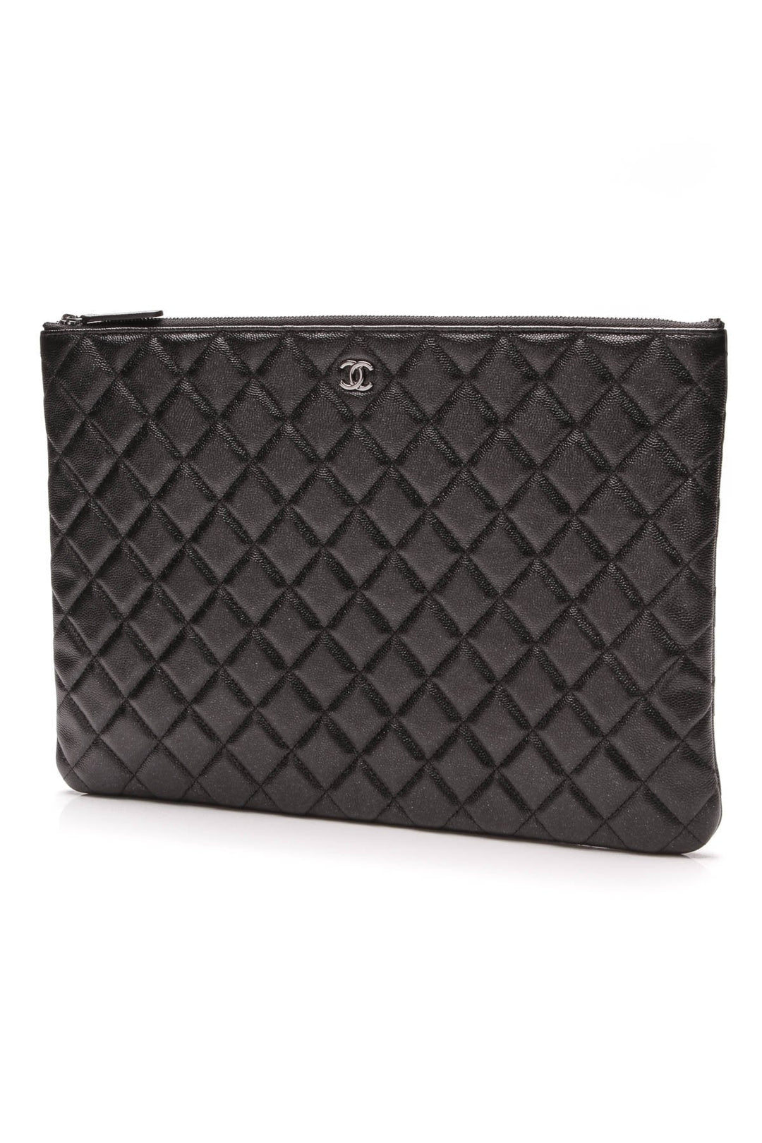 O Case Clutch Bag - Black Glitter Caviar