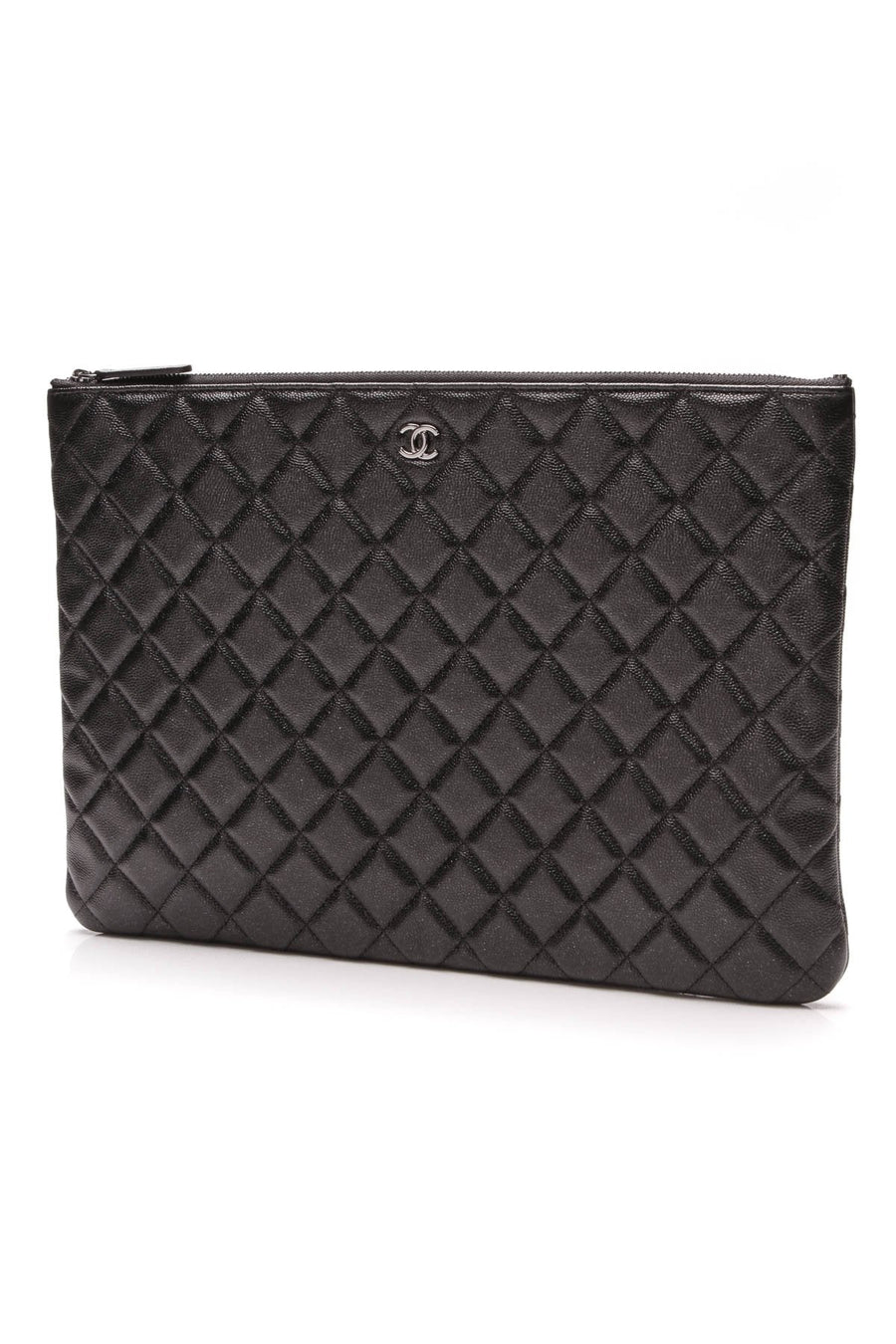 O Case Clutch Bag - Black Glitter Caviar
