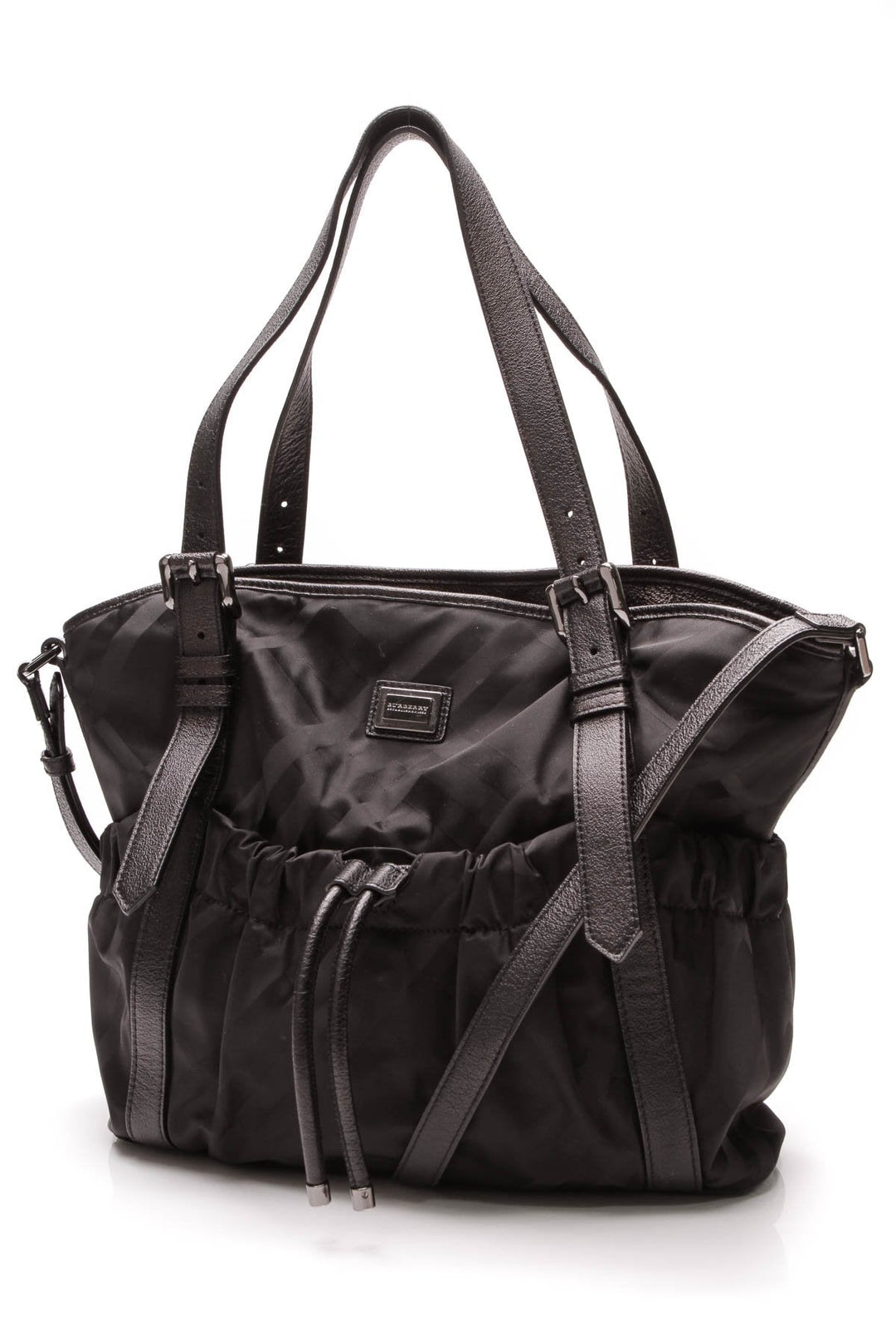 Diaper Tote Bag - Black Supernova Check Nylon