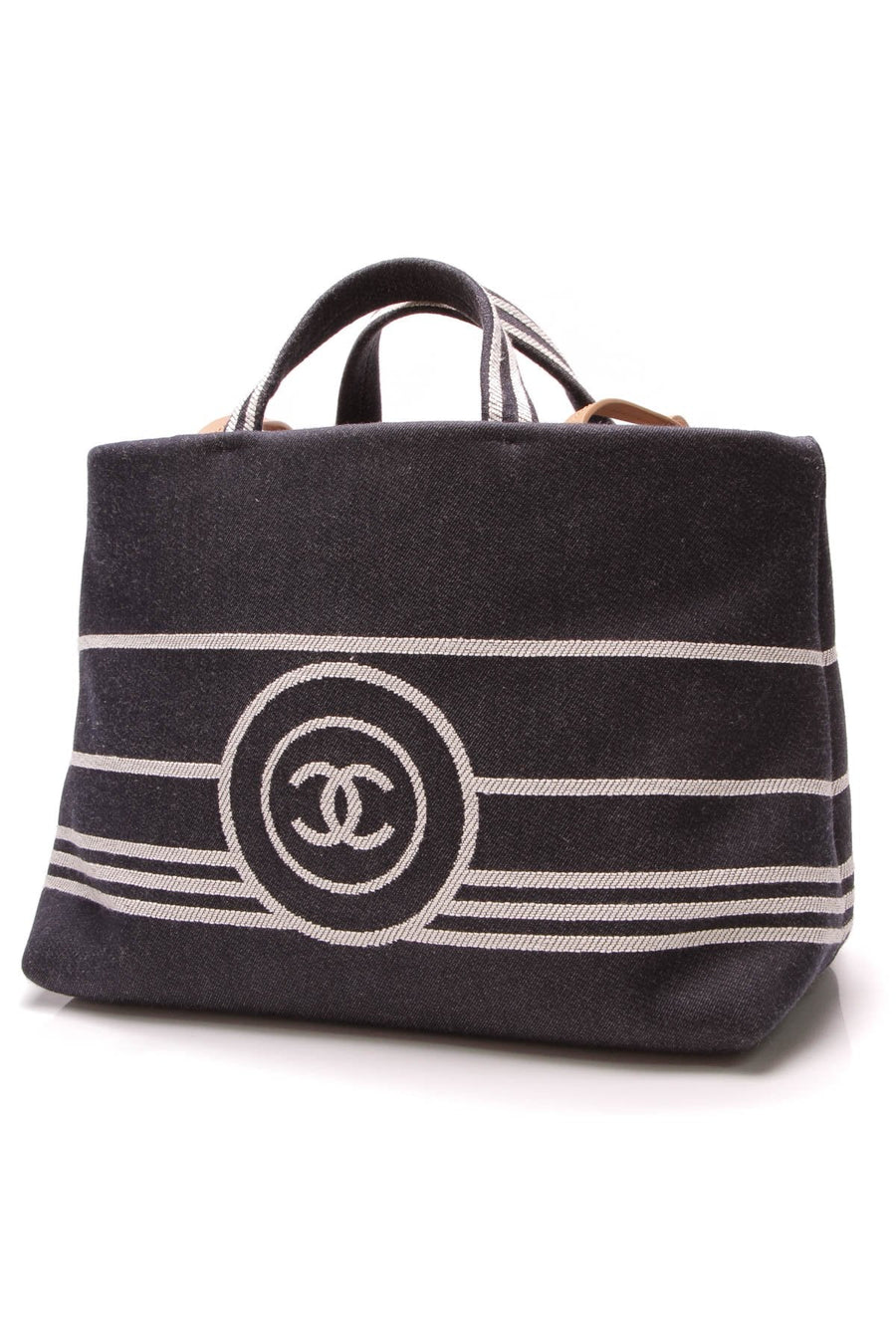 Denim Large Shopping Tote Bag - Navy