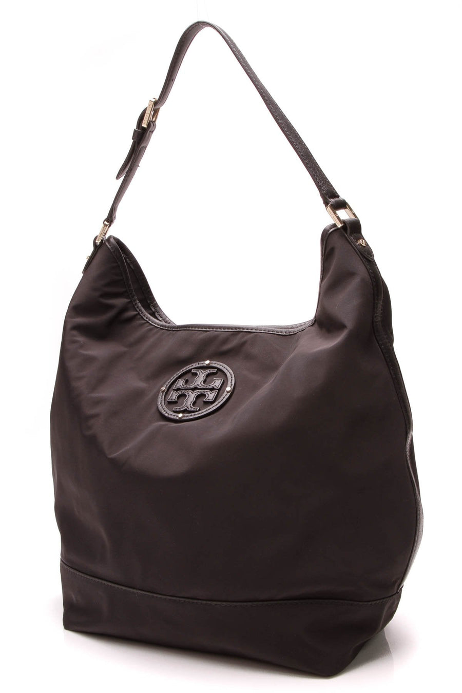 Stacked Logo Hobo Bag - Black Nylon