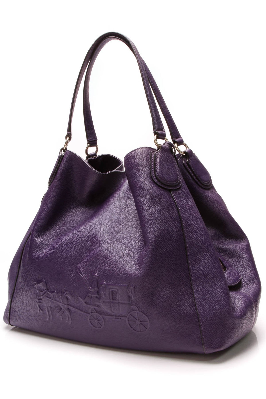 Embossed Horse & Carriage Edie Shoulder Bag - Purple