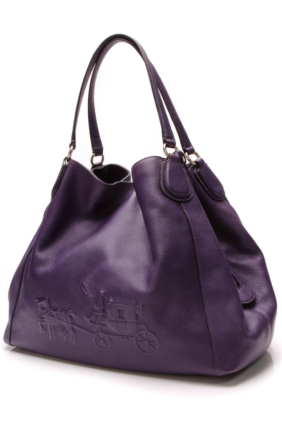Embossed Horse & Carriage Edie Shoulder Bag - Purple