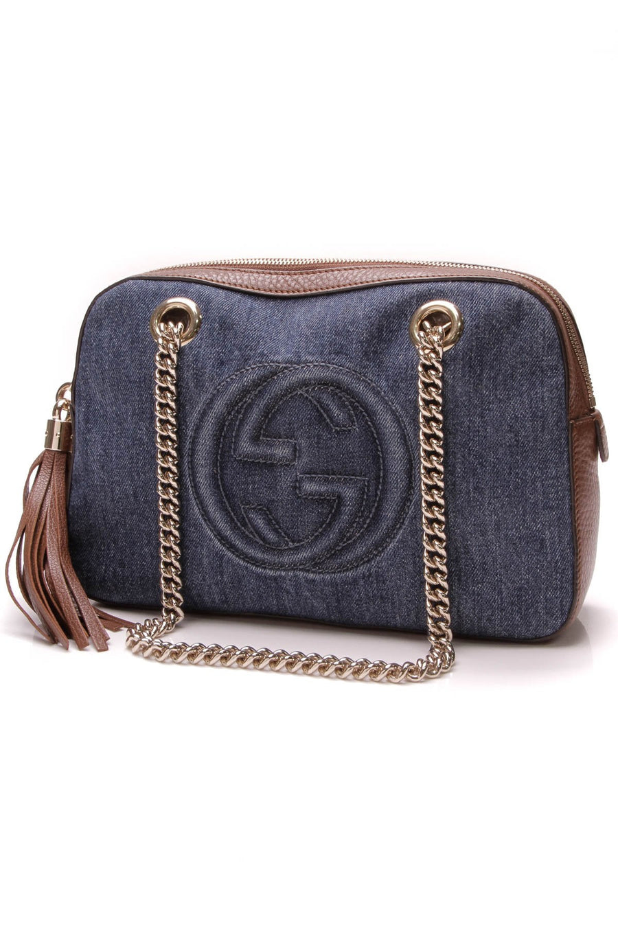 Denim Soho Chain Shoulder Bag - Blue