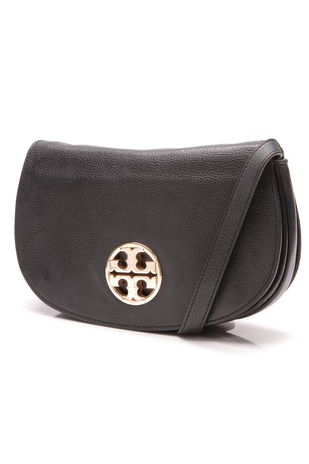 Logo Plaque Crossbody Bag - Black