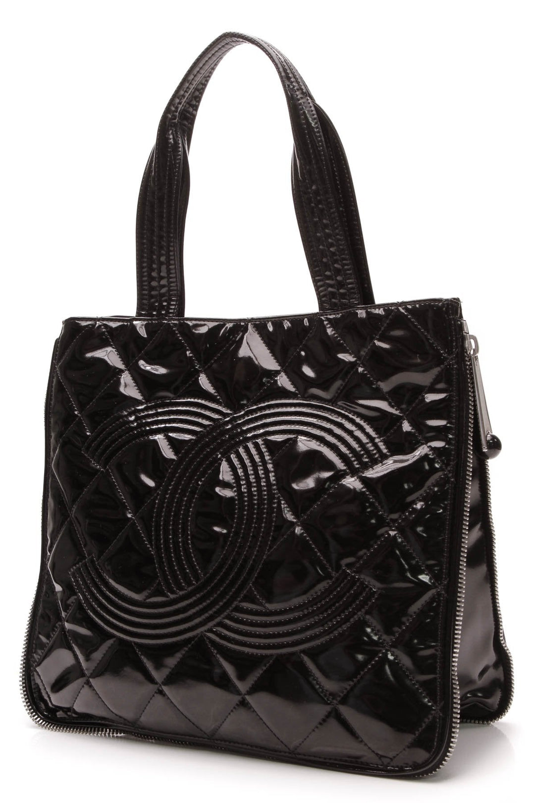 Paris-Shanghai Expandable Tote Bag - Black Patent