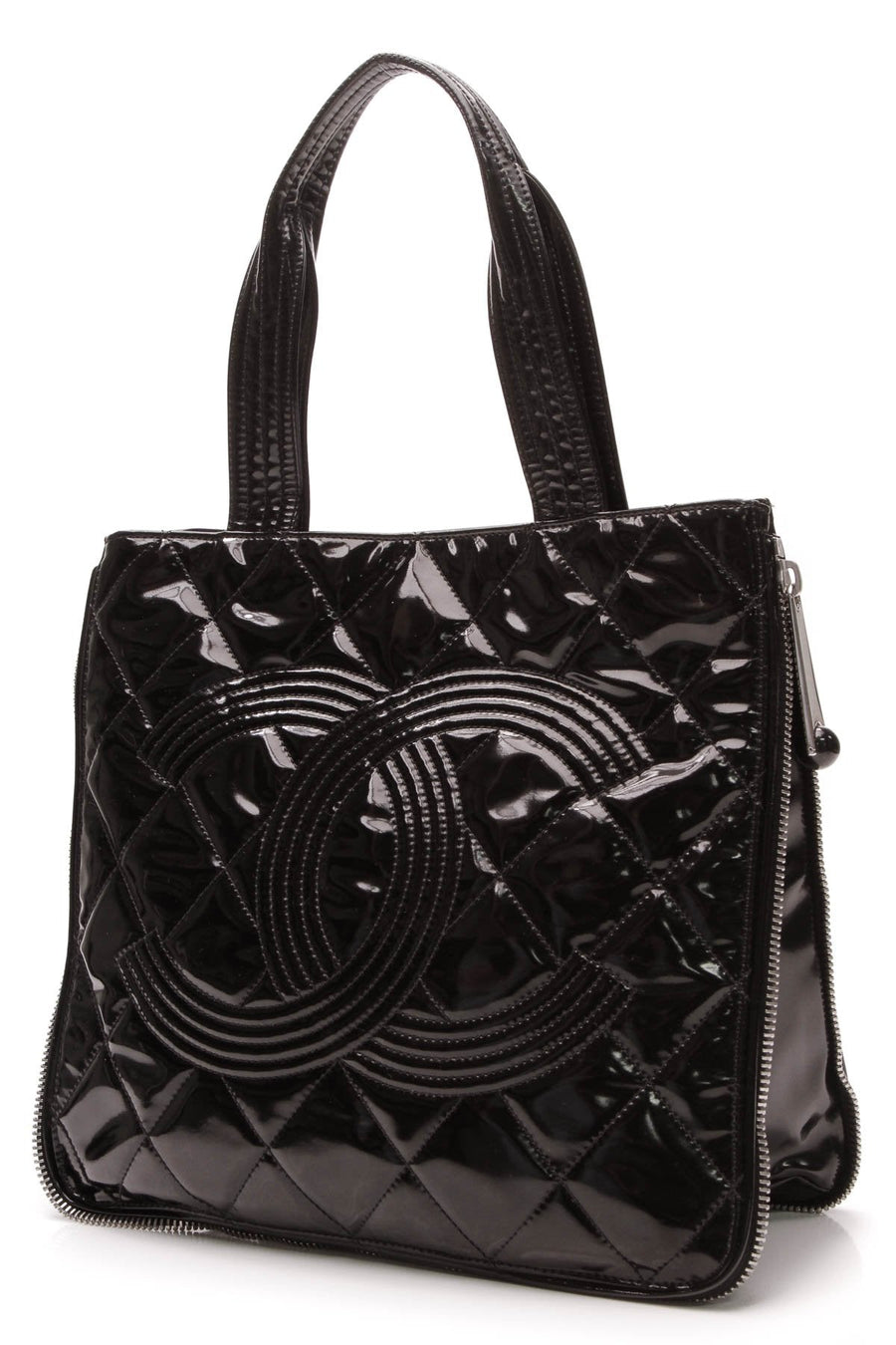 Paris-Shanghai Expandable Tote Bag - Black Patent