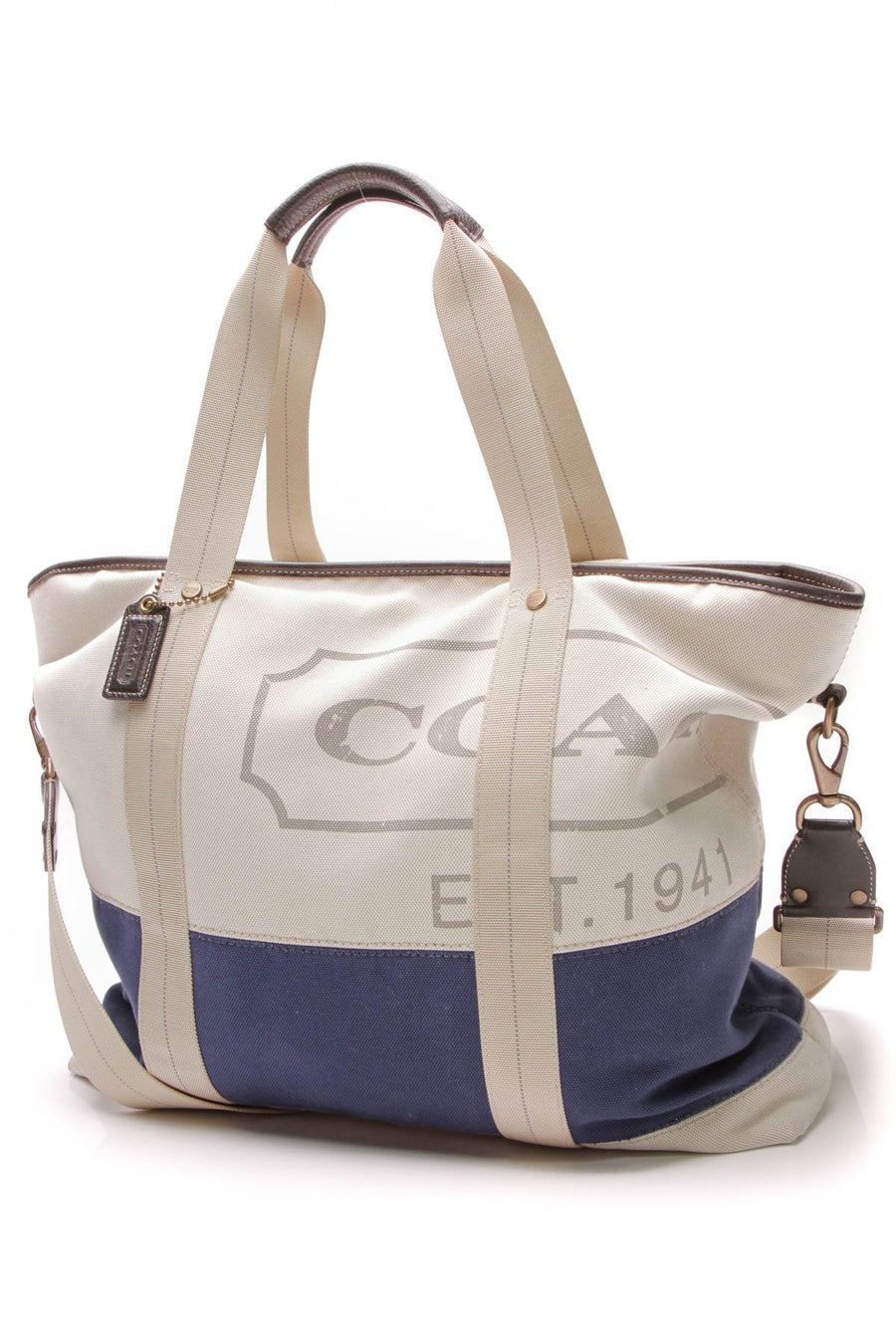 Logo Weekender Tote Bag - Cream/Blue