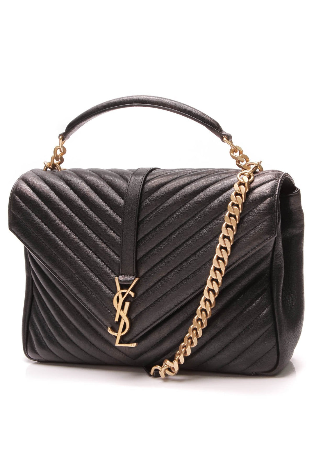 Monogram College Large Bag - Black Matelasse