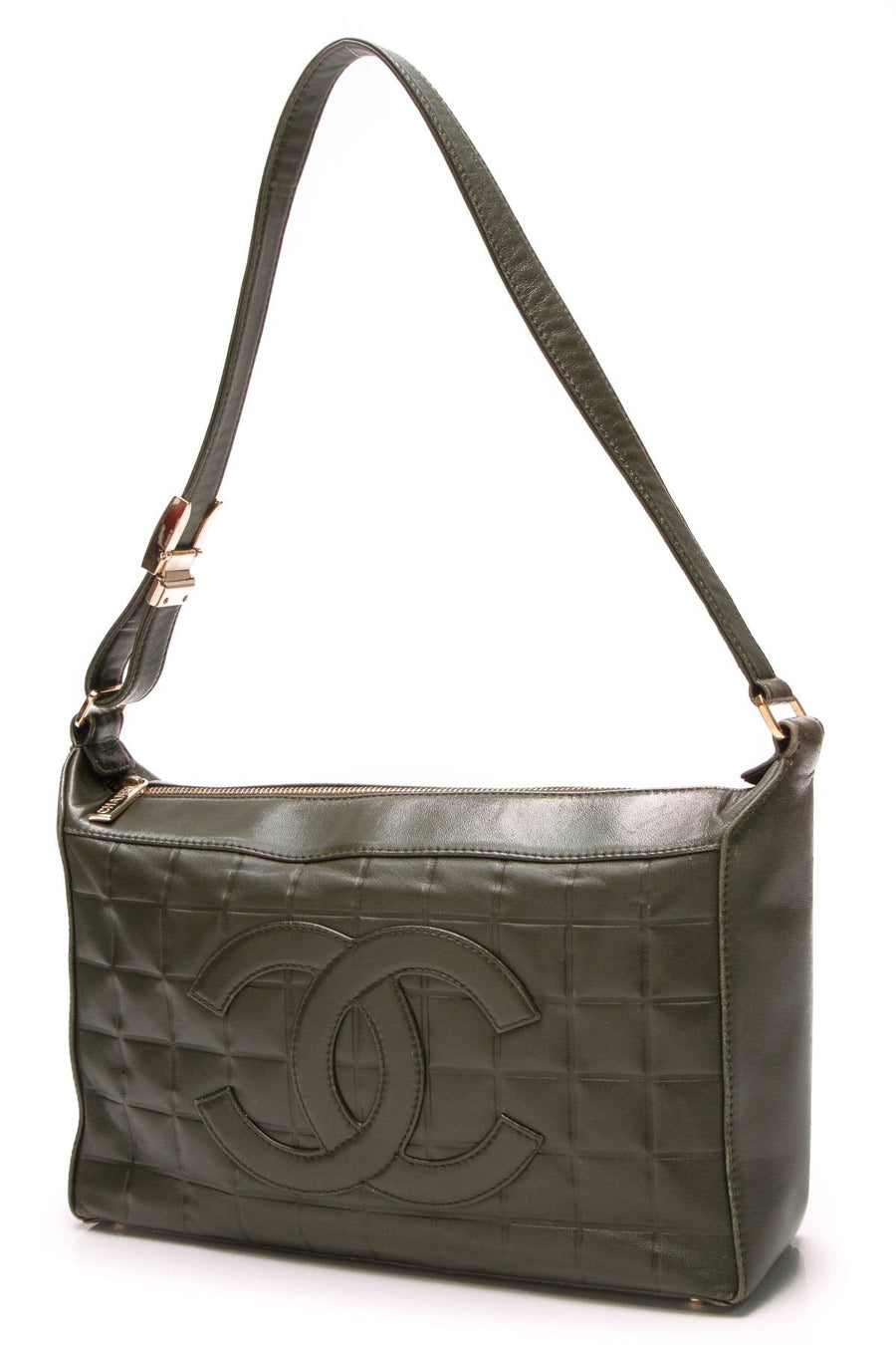 Chocolate Bar Shoulder Bag - Olive Green Lambskin