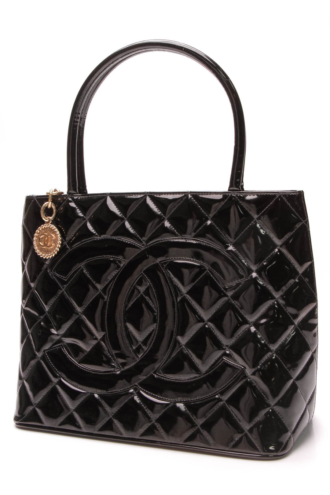 Medallion Tote Bag - Black Patent