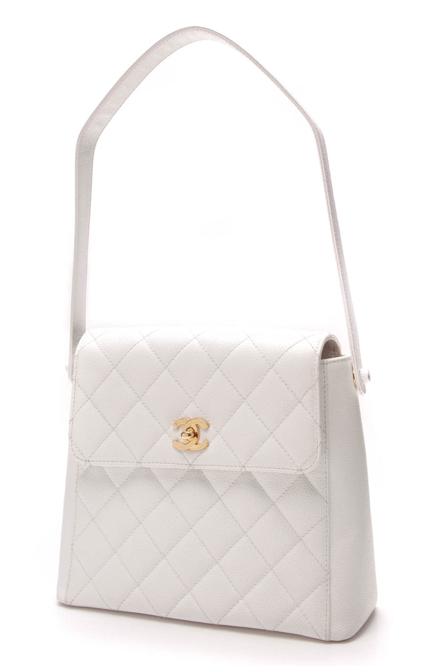 Vintage Quilted Shoulder Bag - White Caviar