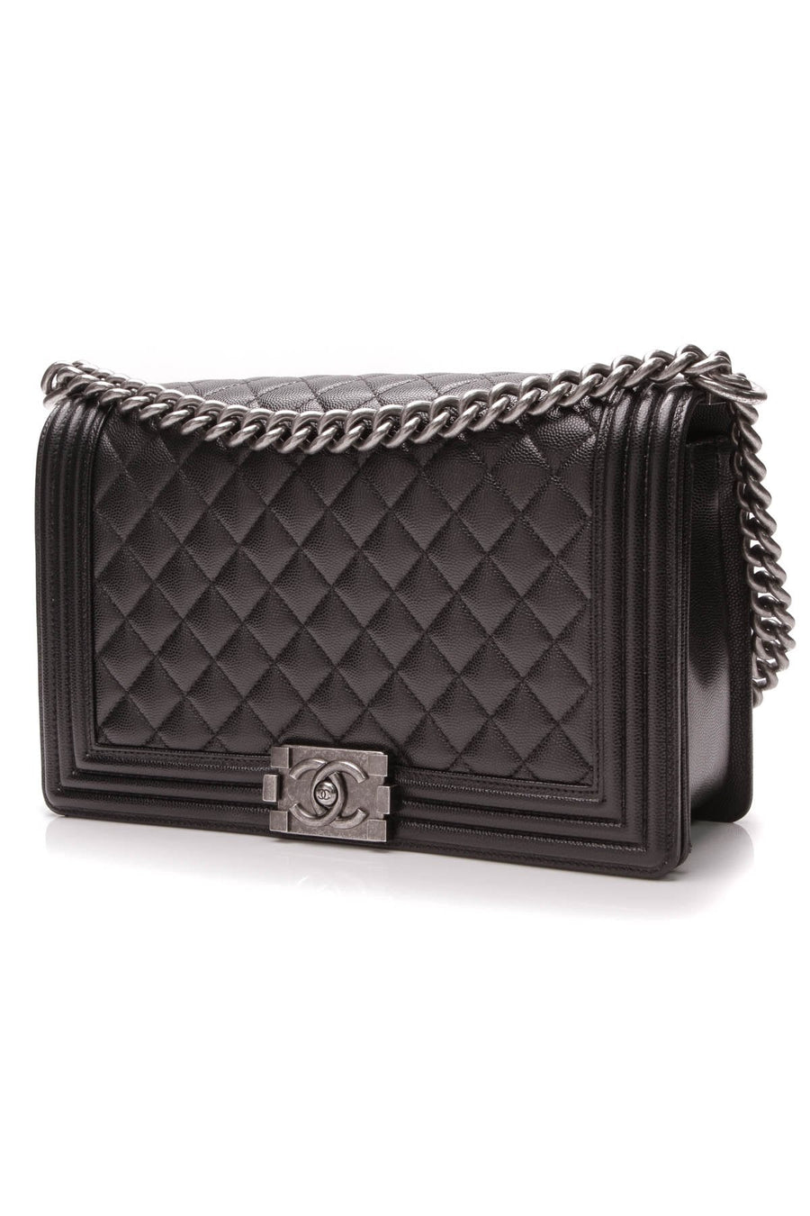 New Medium Boy Bag - Black Caviar