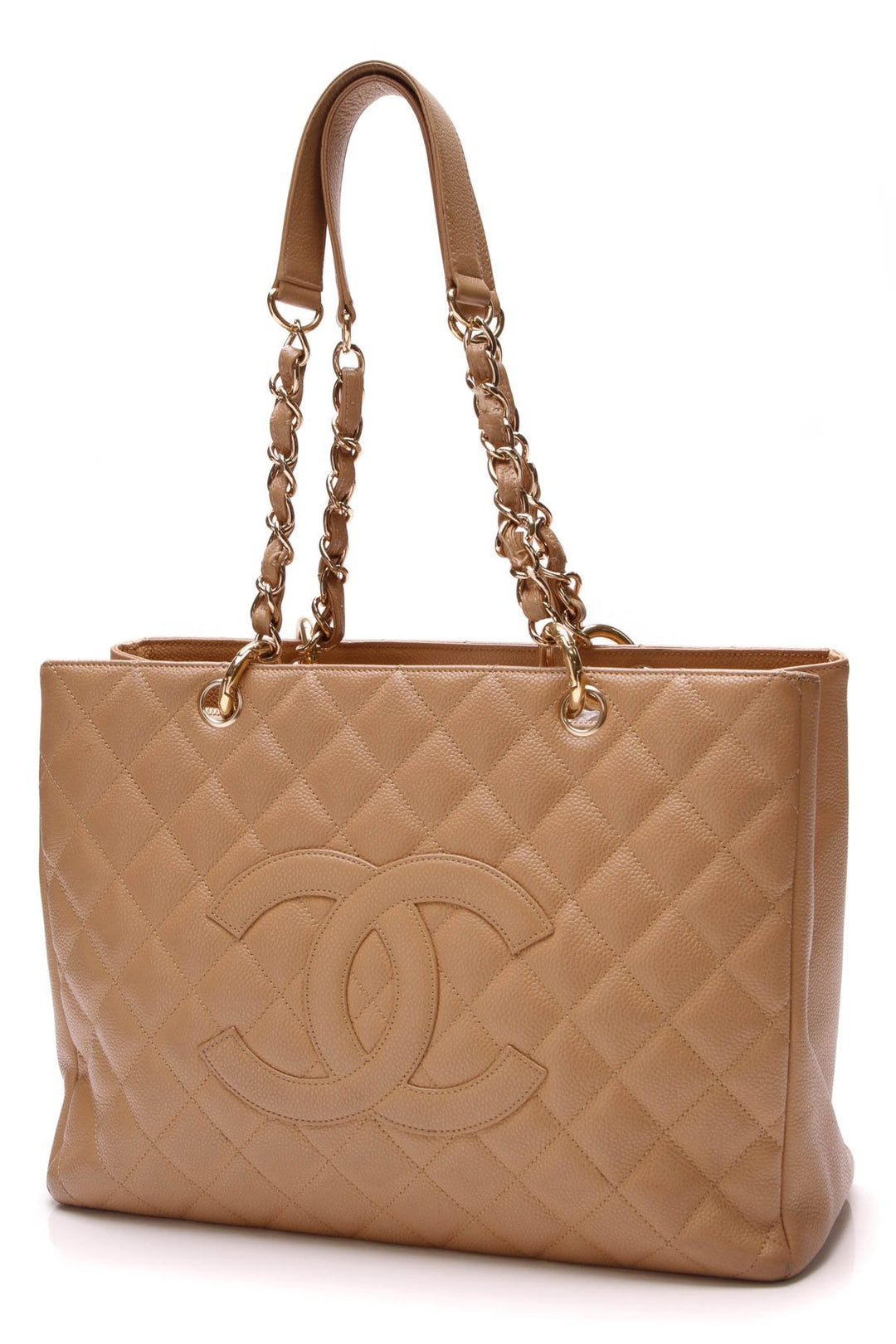 GST Grand Shopping Tote Bag - Tan Caviar
