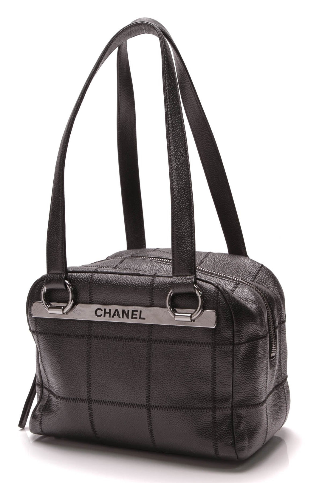Square Quilt Small Bowler Bag - Black Caviar