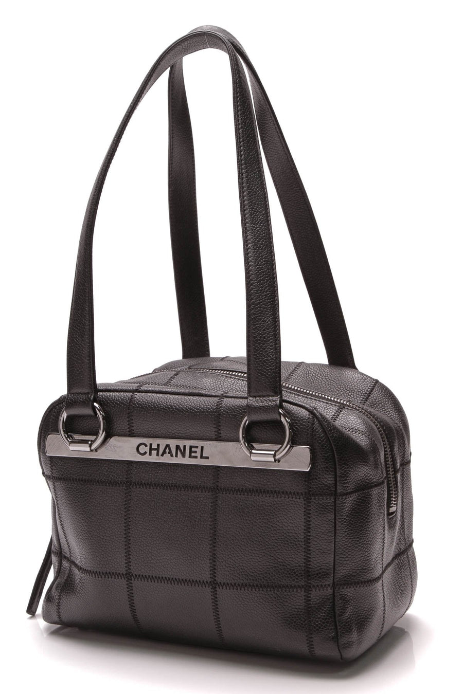 Square Quilt Small Bowler Bag - Black Caviar